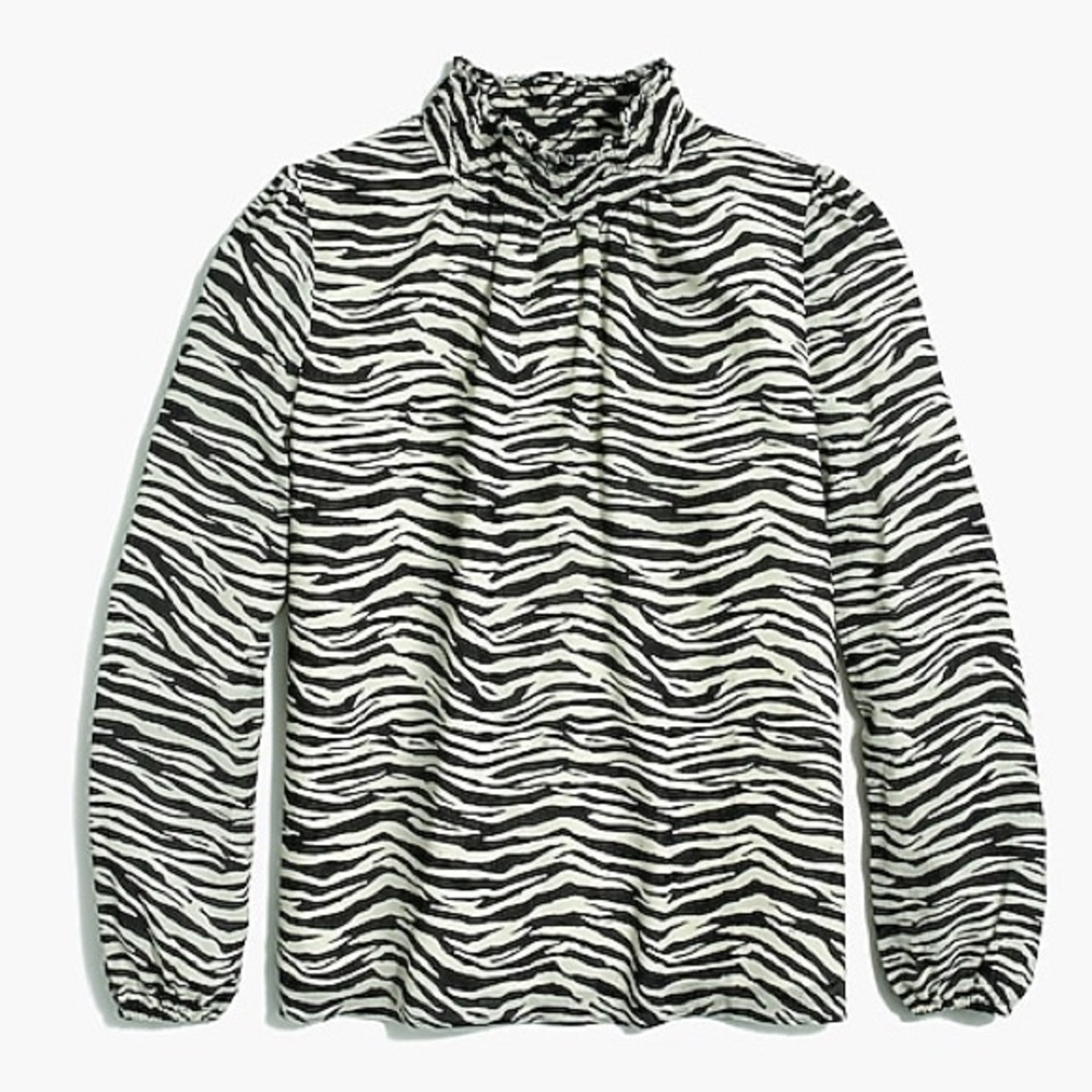 J. Crew Zebra Long Sleeve Mock-neck Top - Picture 2 of 7